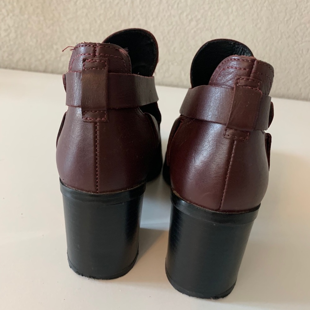 TOPSHOP Burgandy Block Heel Booties SZ 7 - Picture 3 of 7